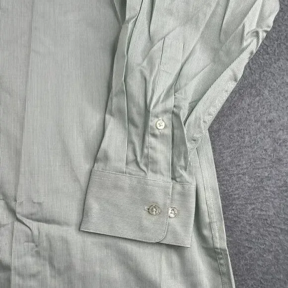 Calvin Klein Shirt Green White Striped Button Up Long Sleeve Mens 16.5 New NWT - Picture 2 of 14